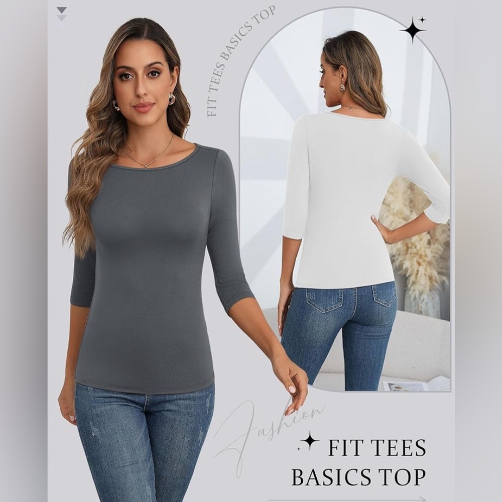 Women's White 3/4 Sleeve Top